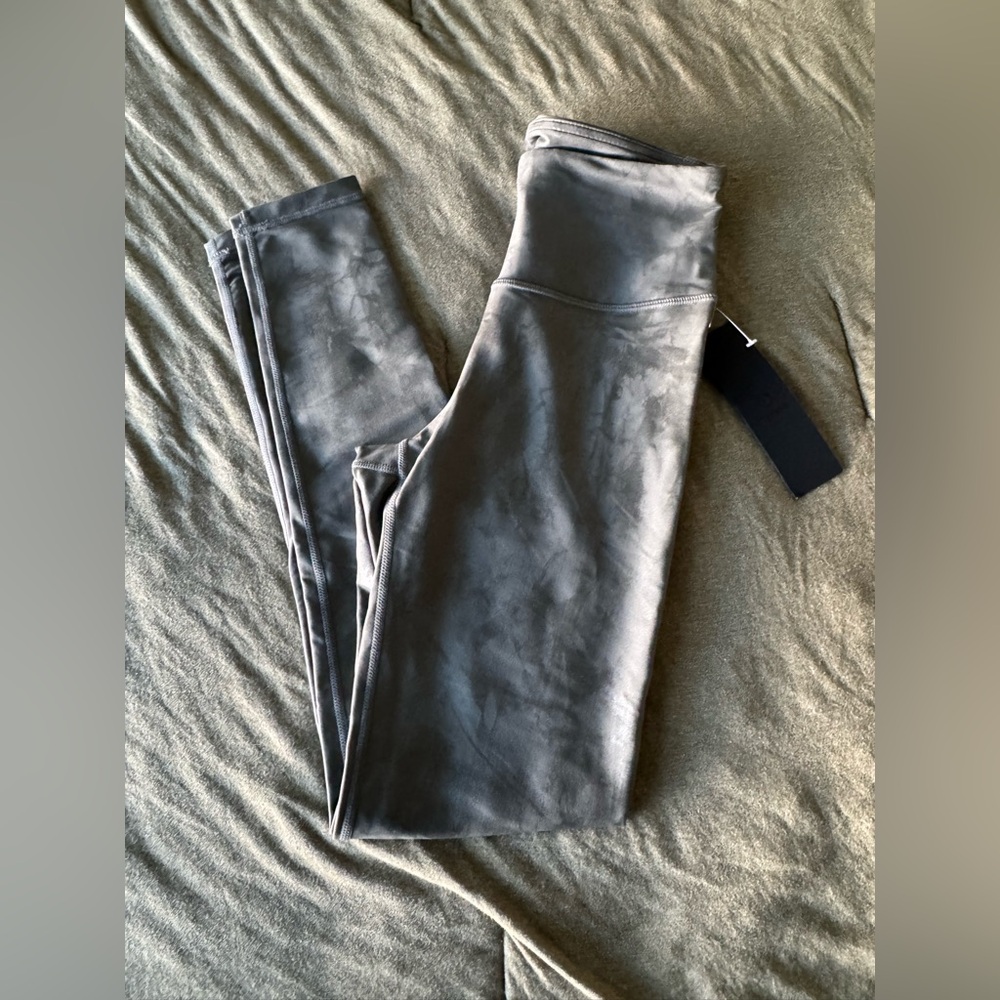 Gray Shiny  High-Waisted Leggings